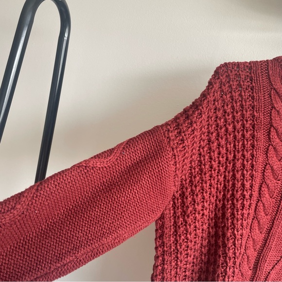 Imported Korean Red Knit Sweater with Drop Shoulders - Picture 3 of 6